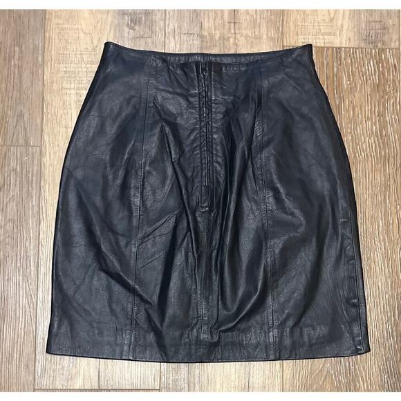 Vintage Wilson's Leather Black Mini Skirt Sz 6 NEW! Classic Timeless Mob Wives - Picture 4 of 9